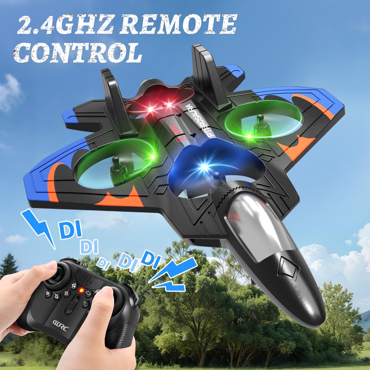 Tubokoro Foam Remote Control Airplanes RC Planes for Kids Adults, RC Airplane Fighter Jet with Light, 360° Flip Fighter Jet Toys, Stunt Roll, Airplane Toy Gifts for Kids Boys