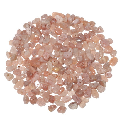 30in Sunstone Natural Chip Stone Beads 5-8mm About 230pcs, Irregular Drilled Light Orange Pink Bead for Bracelets Jewelry Making Supplies for Adults, DIY Crafts.