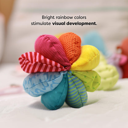 HABA Rainbow Baby Ball - Machine Washable Sensory Toys - Ideal Baby Toy for Teething, Tummy Time Toys for Ages 6 Months & up