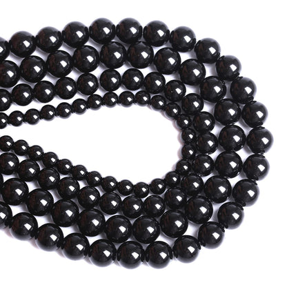 6mm 66pcs Natural Black Agates Onyx Stone Beads Smooth Round Loose Spacer Beads for Jewelry Making DIY Bracelets 15"