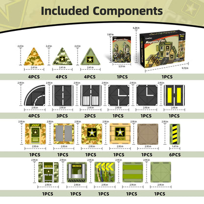 GobiDex Magnetic Tiles Army Toys, Military Magnetic Building Blocks for Kids 3-5 4-8 Girls Boys Toys Age 4-6 6-8, STEM Sensory Army Men Toddler Birthday Gifts for 3+ Year Old Kids Toy