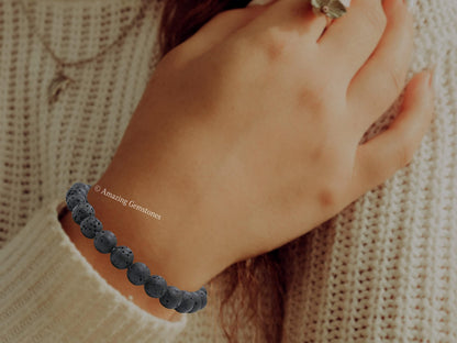 Amazing Gemstone Crystal Bracelet for Women Men's Gifts - Protection Healing Crystal Bracelet - 8mm Gemstone Beaded Stretchable Bracelet Pulseras Para Hombres Mujer Stocking Stuffers Mothers Day Gift (Lava)