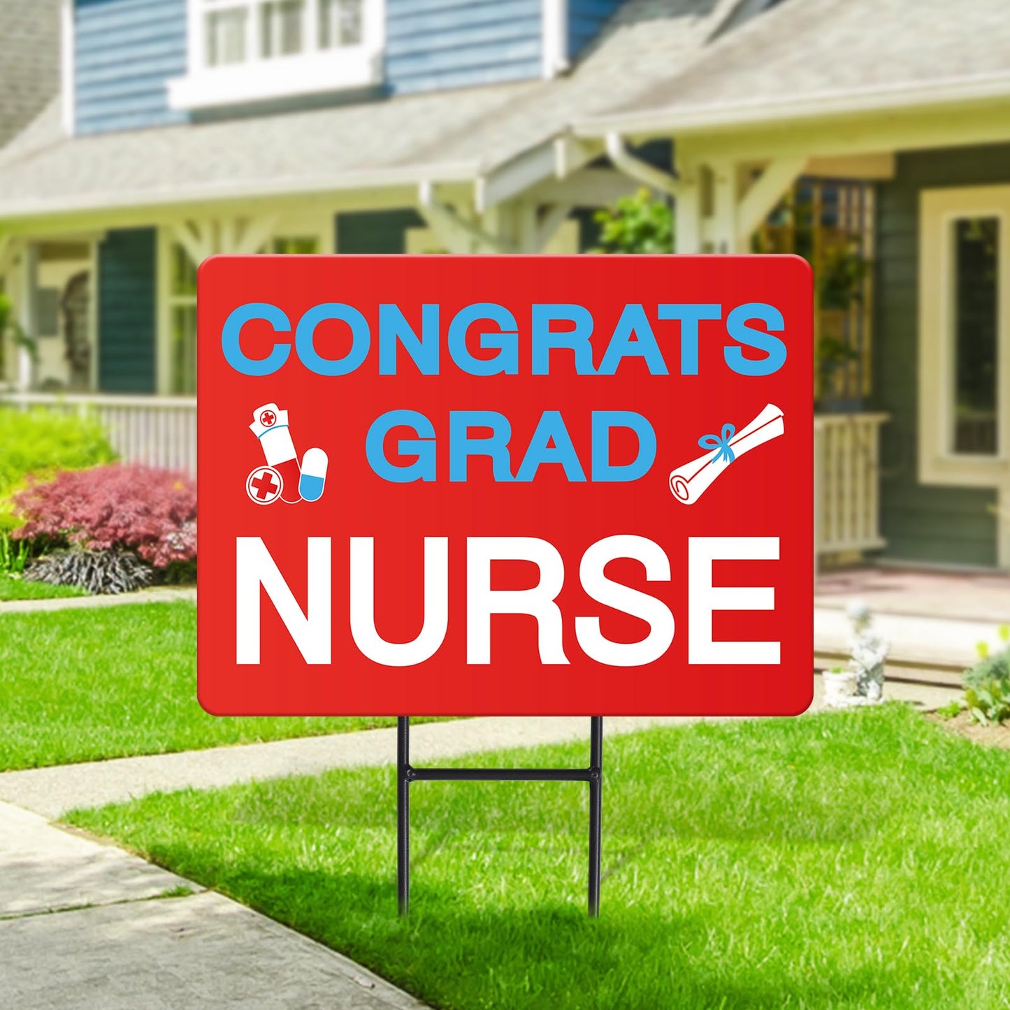 JarThenaAMCS Nurse Graduation Metal Garden Stakes 2026 Congrats Grad Nurse Decorative Lawn Sign Welcome Yard Sign for Medical Nursing Grad Party Outside Lawn Porch Decor