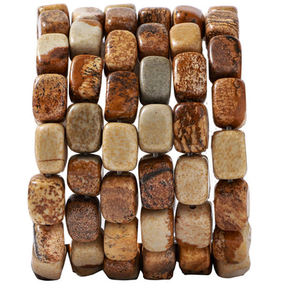 Natural Large Brown Picture Jasper Cube Stone Beads 8x11mm 38cm/str Loose Semi Gemstone Stone Square Beads for Making Bracelets Necklace