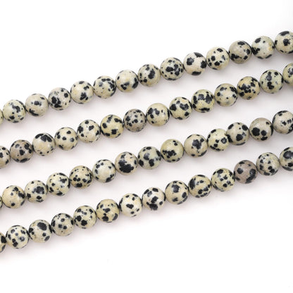 6mm 60pcs DIY Natural Dalmatian Stone Beads Round Healing Crystal Gemstone Loose Beads for Jewelry Making Handmade Bracelet Necklace