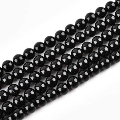 10mm Natural Black Onyx Beads Round Agate Gemstone Loose Beads for Jewelry Making (36-38pcs/strand) A