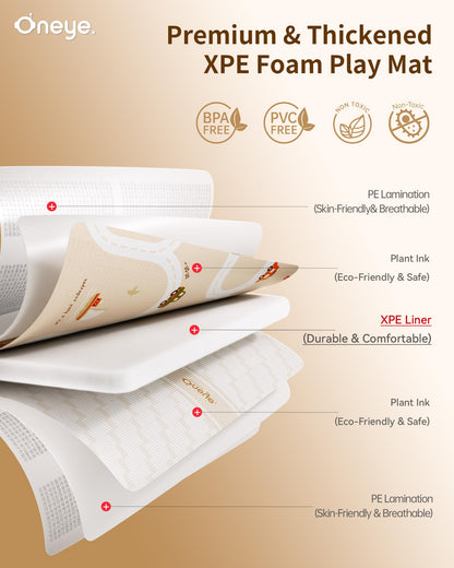 Baby Play Mat, 50 x 50 Inch Floor Mat with XPE Foam,Foldable & Reversible Baby Floor Play Mat, Perfect Baby Foam Playmat for Baby Playpen, Waterproof PlayMats for Babies, Infants,Indoor& Outdoor