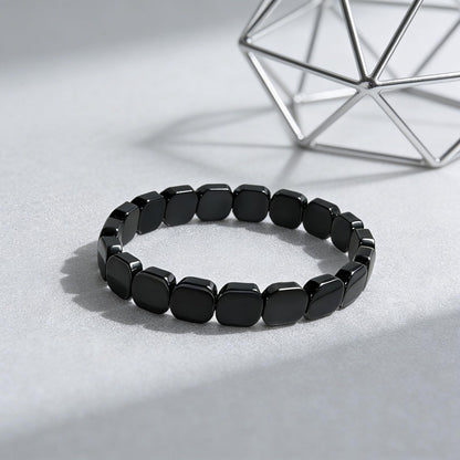 JUNHAOLIU Hematite Bracelet for Men Natural Stone Energy Beaded Stretch Bracelet Healing Crystal Jewelry Gift for Him Boyfriend Husband (Hematite Bracelet A+)