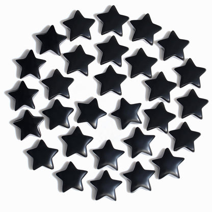 QINJIEJIE 20 PCS Black Obsidian Crystal Star Healing Stones Mini Crystals Cute Polished Pocket Stone Thumb Star Gemstones Set Bulk Wholesale Reiki Energy Balancing Halloween Witchcrafts Decor