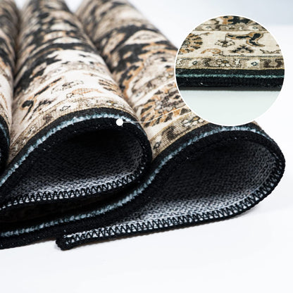 Washable Hallway Runner Rug 2x10: Non Slip Runner Rugs with Rubber Backing Soft Kitchen Rug Farmhouse Distressed Carpet for Living Room Bedroom Bathroom (Black, 2X10)
