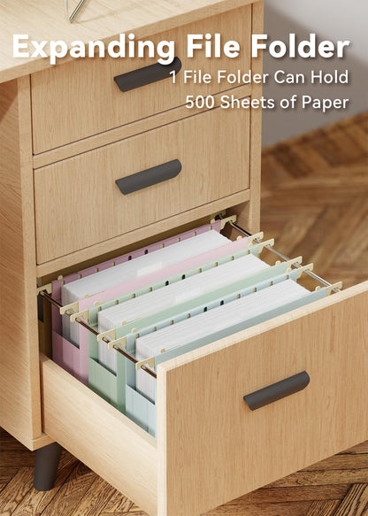 Ansook Letter Hanging File Folders Extra Capacity,Heavy Duty 2" Pastel Expandable Letter Size File Folder Hanging with Tabs,12 Pack Plastic File Cabinet Folders,Office School Hanging File Organizer
