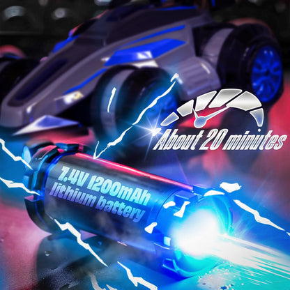 WJWMIRC 1:14 Drift Remote Control Car 2.4GHz 4WD RC Cars Rotating 360 Degrees Vehicle Toys with Lights Music, Upright Walking Four-Wheeled Rollover Stunt Car Gifts for Boys Girls 6-12 Year（Red）