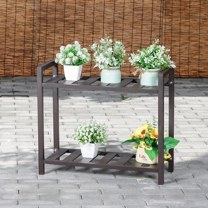 DHYGOTFUR Versatile Indoor/Outdoor Plant Stand – High-Strength Aluminum with 300 LBS Load Capacity - Ideal Decor for Patios, Gardens, Living Rooms | L21.6 x W11.8 x H22 inches