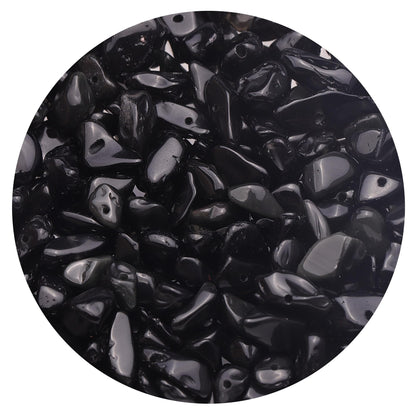 Youngbling Natural Chip Stone Beads 450 Pcs 5-8mm Healing Crystal Irregular Gemstone Drilled Lose Rocks Black Onyx Beads Bulk for Bracelet Jewelry Making