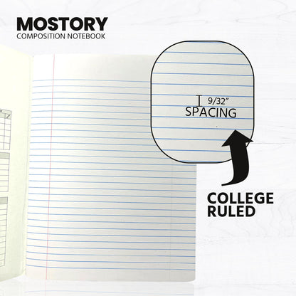 MOSTORY Pack of 10 Composition Notebook - College Ruled 200 Pages (100 Sheets), Size 7.5" x 9.75", Bulk School Supplies, Office, Bulk Notebooks for School, Writing Journal Notebook with Lined Paper