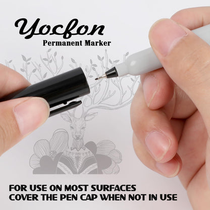 Yocfon Permanent Markers Ultra Fine Tip, Bulk Pack Of 72 Count Black Permanent Marker Set, Quick-Drying Ink, Works On Plastic, Wood, Stone, Metal And Glass