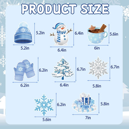 WEEPA 18 Pcs Winter Wonderland Decorations Snowman Snowflake Hanging Swirls Winter Party Banner Set Blue Silver Christmas Decorations