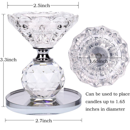 Crystal Candle Holders Set of 2 – Diamond Cut Tealight Holders for Weddings, Anniversaries, Romantic Dinners – Elegant Glass Candle Stand for Home Decor, Valentine's Day Gift
