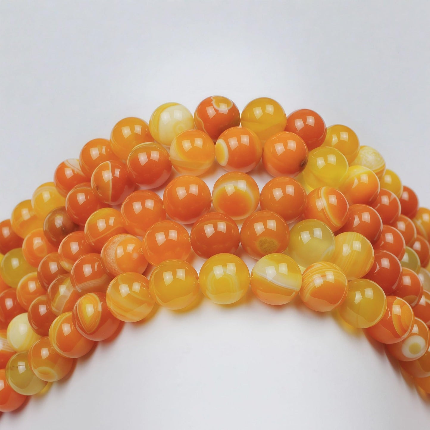 MJDCB Natural Stone Beads Orange Stripe Agate Round Loose Beads for Jewelry Making DIY Bracelet Necklace (8mm)
