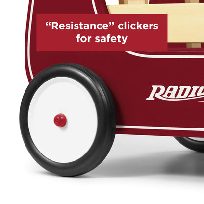 Radio Flyer Classic Walker Wagon, Red, for Kids 1-4 Years Old, Resistance Clickers to Control Speed, Baby Push Walker with Furniture Bumper, for Indoor Play