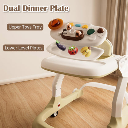 Music and Lights Baby Walker with Wheels,9 Adjustable Heights Infant Toddler Walker,Baby Walkers with Foot Pads,Anti-Fall Baby Walker and Activity Center for Boys Girls Babies 6-18 Months