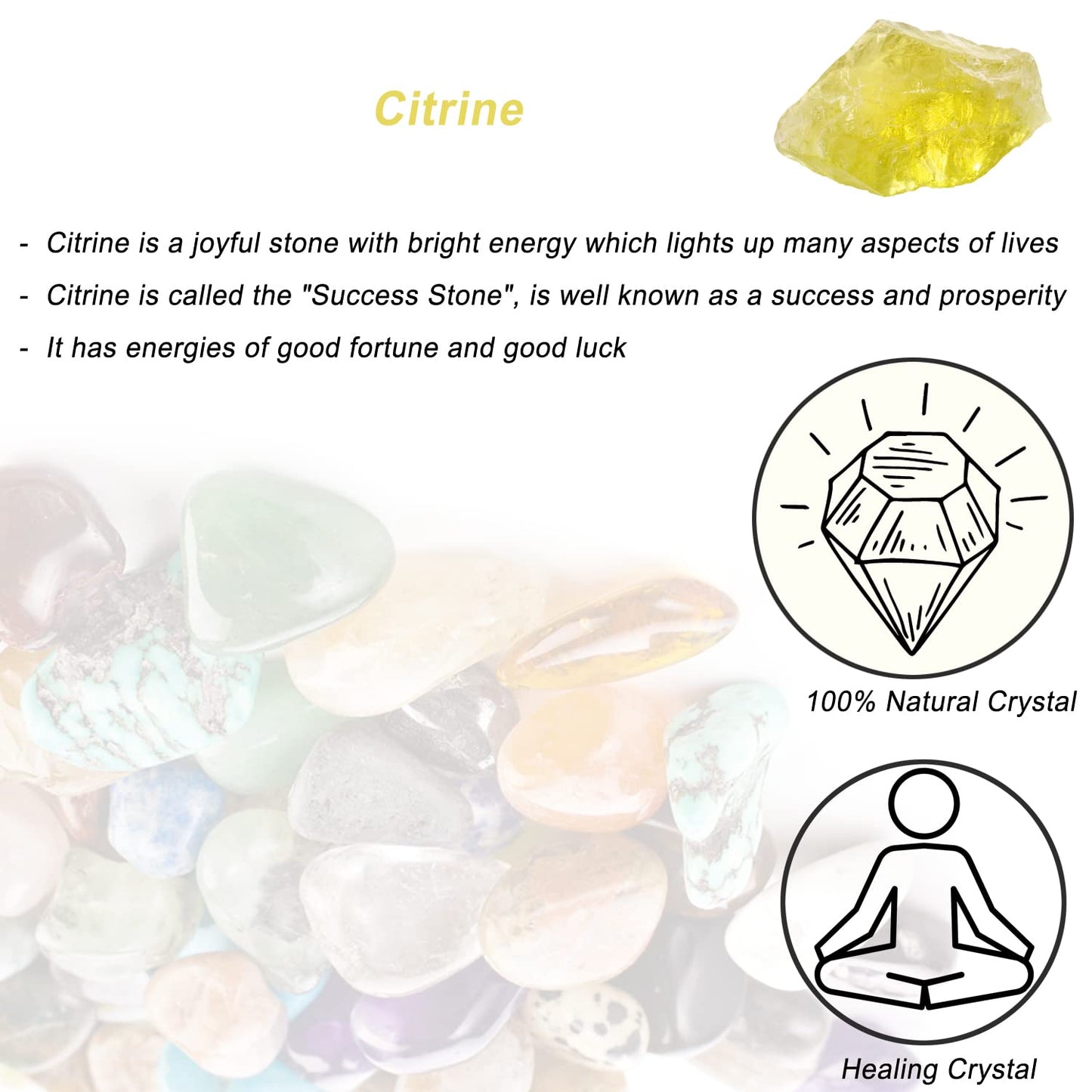 Citrine Raw Crystals, Large 1.25-2.0" Healing Crystals Natural Rough Stones Crystal for Tumbling, Cabbing, Fountain Rocks, Decoration, Polishing, Wire Wrapping, Wicca & Reiki