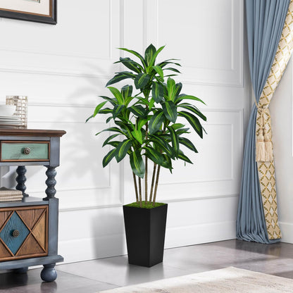 ASTIDY Artificial Dracaena Tree 5FT - Faux Tree with Black Tall Planter - Fake Tropical Yucca Floor Plant Potted - Artificial Silk Tree for Home Office Living Room Decor Indoor