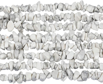 HAAMIIQII 5-8mm Natural White Howlite Chips Beads Hole Drilled Irregular Chip Stone Healing Crystal Rock Semi Precious Gemstone Loose Beads for Jewelry Making DIY Art Crafts Strand 32 Inch