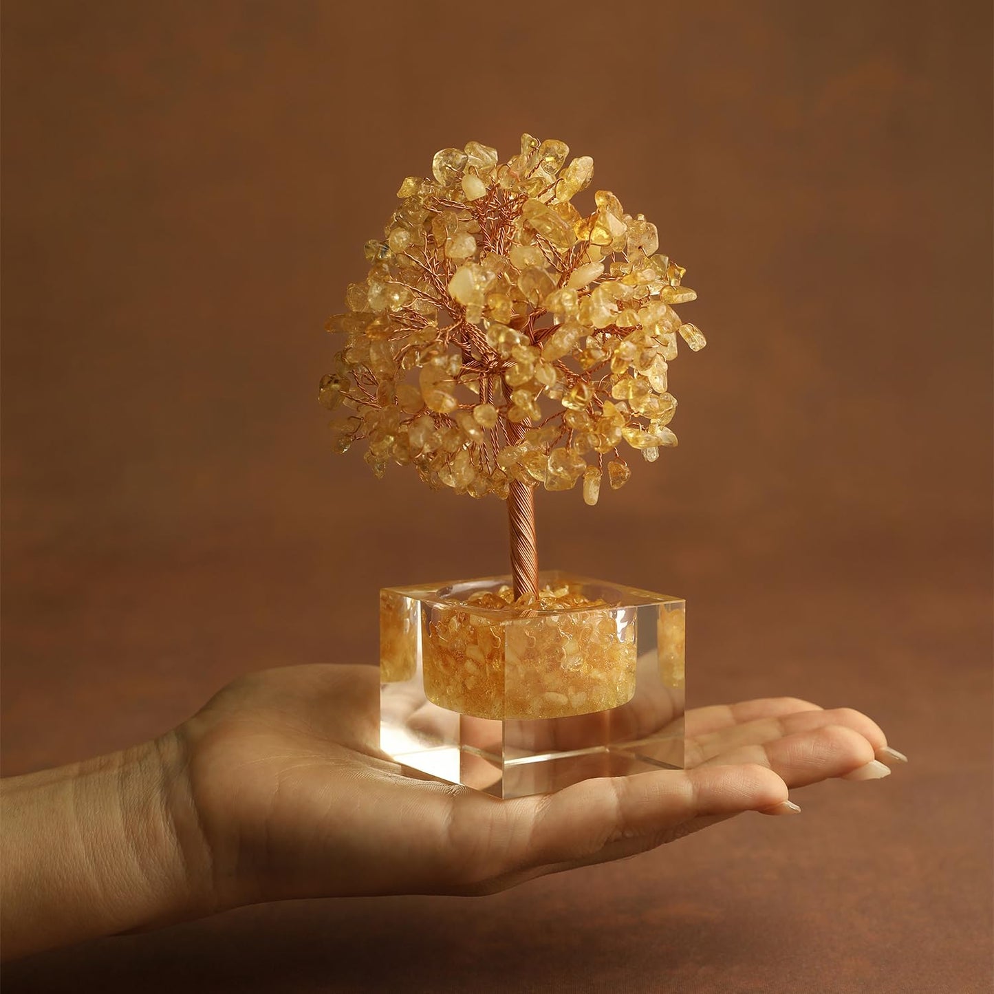MAGIC AND MIRACLES Citrine Crystal Stone Tree, Chakra Tree of Life, Handmade Gemstone Bonsai Fengshui Plant for Meditation Yoga Positive Energy Good Luck Office Decor, Birthday Gifts for Women, Mom