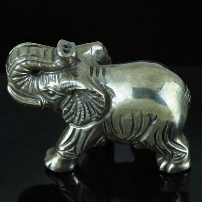 Hxswkk 2.5" Pyrite Crystal Elephant Statue - Hand Carved Healing Craft Home Office Decor & Gifts