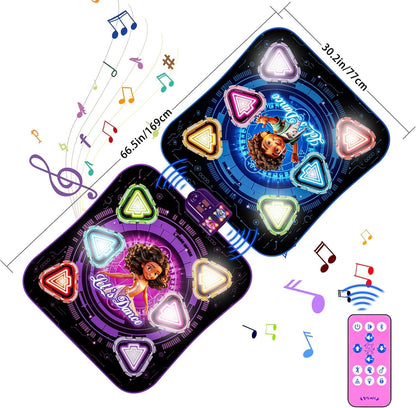 Surelect Dance Mat, 2025 Rechargeable Light-Up 2-Player Opposing Dance Pad with Bluetooth, 12-Button Music Dancing Toy, Christmas Birthday Gift for 3-12 Year Old Boys Girls