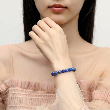 MAIBAOTA Blue Bracelets for Women Blue Gifts for Women 8 mm Beaded Bracelets for Women Men Stone Jewelry Lapis Lazuli Bracelet
