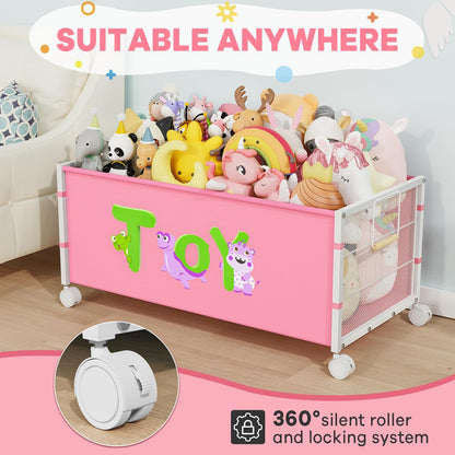 JBBTOOL Large Toy Box, Toy Storage Organizer for Kids, Toy Chest for Toddlers with 360° Wheels, Toybox for Living Room, Oxford Cloth Toy Box for Boys, Girls, Stuffed Animals, Clothes