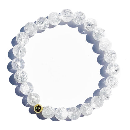 Joyfulmuze Clear Quartz Crystal Bracelet, Chakra Healing Energy Balancing, Simple Natural White Stone, Handmade Jewelry Gift for Women, 6.5-7” wrist (Burst - Clear Crystal)