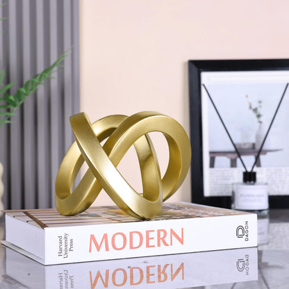 DOVDOV Gold Knot Decorative Sculpture, Gold Room Decor Aesthetics, Mobius Ring Statue for Shelves Living Room tv Cabinet Office Cabinet Above Coffee Table Decor Accents.