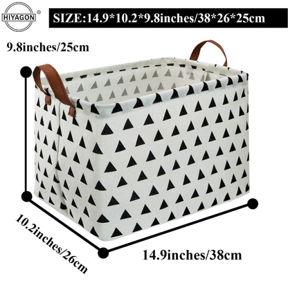 HIYAGON Rectangular Storage Box Basket for Baby, Kids or Pets - Fabric Collapsible Storage Bin for Organizing Toys,Nursery Basket,Clothing,Books, Gift Baskets (triangle)