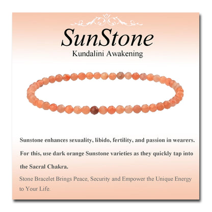 MASSIVE BEADS Natural Genuine Gemstone Beads Healing Crystal Chakra Reiki Jewelry Faceted Round Beads Bracelets (SunStone, 3mm)
