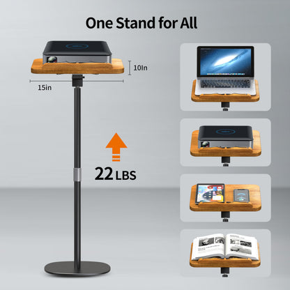NAMON 2-in-1 Dual-use Floor & Desktop Book Stand, 100% Solid Wood, Height Adjustable from 16.5" to 51", Floor Reading Stand with Page Clip for Cookbooks, Sheet Music (Small - No Wheel - No T Tube)