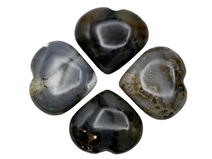 Amazing Gemstone Dendrite Agate Crystal Heart Palm Stone - Pocket Massage Worry Stone for Natural Body Chakra Balancing, Reiki Healing and Crystal Grid