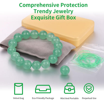 Handmade Natural Jade Beaded Bracelet for Women & Men – Genuine Green/White Jade Gemstone Stretch Bracelet – Lucky Energy Healing Jewelry Gift for Peace, Prosperity & Protection LG