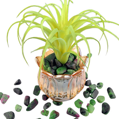 1,000 Carats Ruby in Zoisite Handpicked Tumbled Stones Crystals Chips Bulk Pocket Stones for Healing, Reiki, Meditation, Witchcraft and Home Decorations (Ruby in Zoisite)