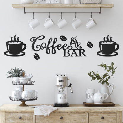 Ferraycle Coffee Bar Rustic Metal Sign Rustic Coffee Bar Hanging Wall Decor Coffee Signs for Coffee Bar Metal Coffee Wall Art for Coffee Bar Home Office Kitchen (Coffee Bar, Bean and Cup Style)