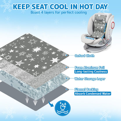 Orzbow Car Seat Cooling Pad for Toddler with Removable Ice Pack, Summer Baby Cooling Pad for Car Seats and Strollers, Portable Carseat Cooler Ice Cushion, Keeping Baby Cool in The Summer, Gray