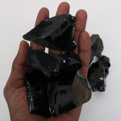 REAL-GEMS Natural Raw Healing Crystals Rough Stones for Tumbling, Cabbing, Polishing, Wire Wrapping, Wicca & Reiki Crystal Healing, Mix Gemstones,7 Chakra (Black Obsidian)