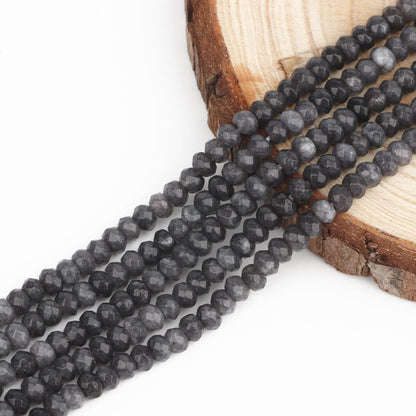 2 String 220PCS 3x5mm Natural Grey Agate Beads for Jewelry Making, Songxi Facted Loose Gemstone Beads for DIY Bracelet Necklace Making Supplies with Energy Healing Chakra Power