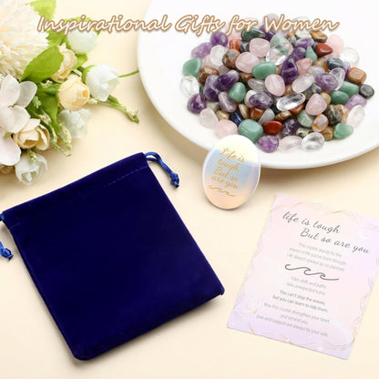 NUKAYAI Inspirational Gifts Worry Stone Opalite Crystal Crystals and Healing Stones Natural Meditation Accessories Gemstones Pocket Stress Relief Anxiety Relief Items Trinkets Gifts for Women Men