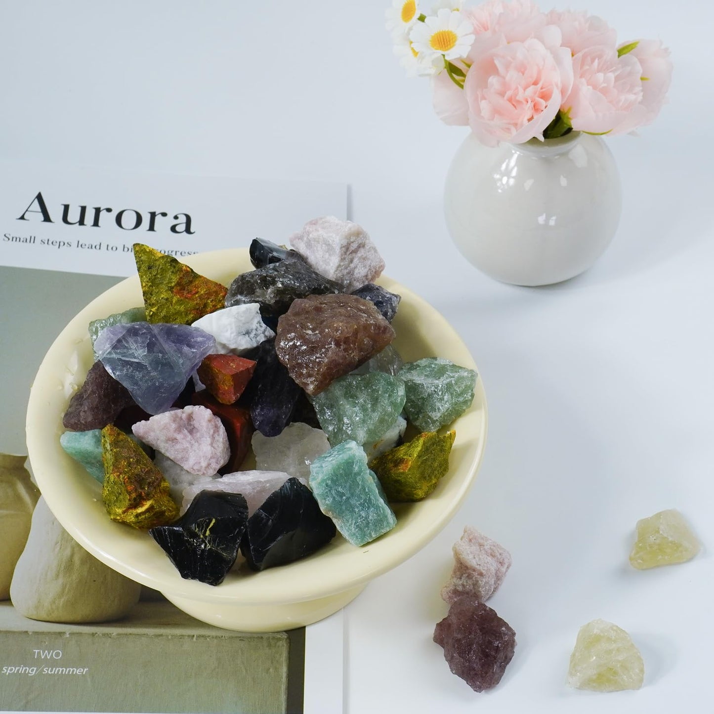 Raw Crystals, Large 1.2-2.0" Healing Crystal Natural Rough Stones for Intuition,Chakra,Meditation,Decoration,Polishing,Energy Work (Citrine, 3.5oz-1.2-2.0"raw Crystals)