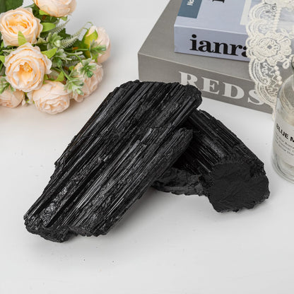 SMOHEAL Large Raw Black Tourmaline Crystal Natural Rough Stone Healing Crystals for Meditation Reiki Energy Decoration 3-4lbs