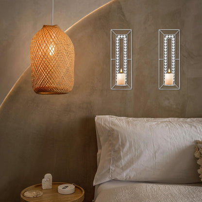 Sxnzequnze Crystal Candle Holder Silver Wall Sconces Set of 2 Glam Room Decor Wall Art Luxury Decorations Fireplace Mantel Decor Home Décor Accents for Living Room Kitchen Bedroom Dining Room Bathroom