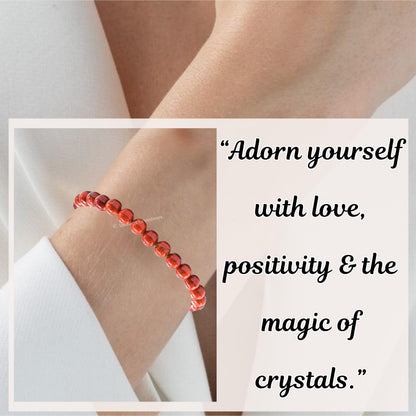 Red Jasper Bracelet for Women Men's Gifts - Protection Healing Crystal Bracelet - 6mm Gemstone Beaded Adjustable Bracelet Pulseras Para Hombres Mujer Stocking Stuffers